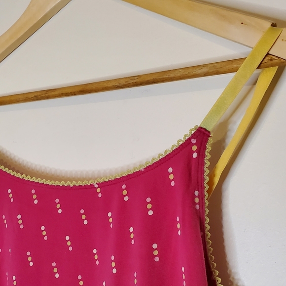 Spring Pop Pink and Chartreuse Polka Dot Camisole with Scalloped Edges - Picture 6 of 6